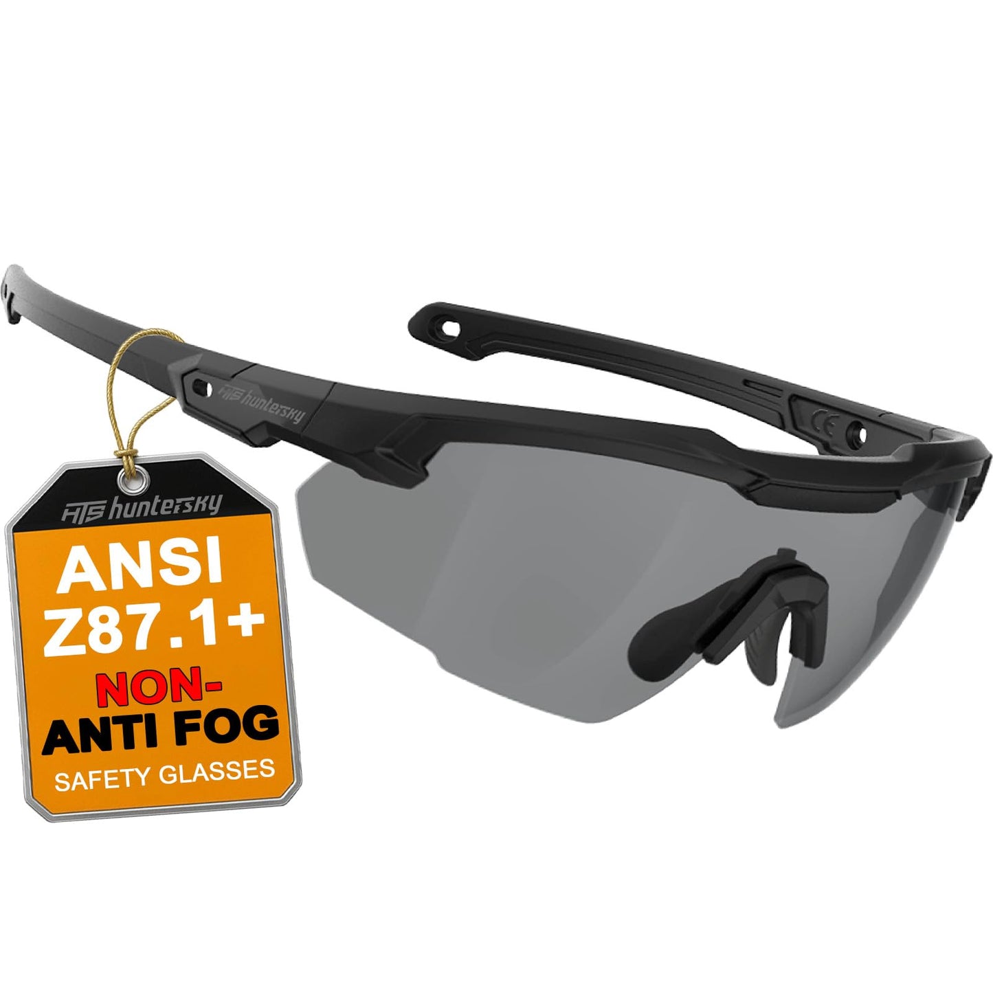 HTS HUNTERSKY S57 Smoke Grey Ballistic Tactical Shooting Glasses ANSI Z87+ UV400 Eyewear for Airsoft Range Security and Outdoor Sports, for Men and Women