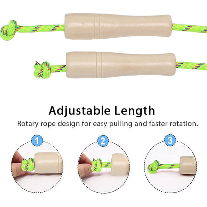 Double Dutch Jump Rope 16 ft 2 Pack, Adjustable Long Skipping Rope with Wooden Handle, Multiplayer Team Jumping Rope for Kids Adults, Long Enough for 5-6 Jumpers