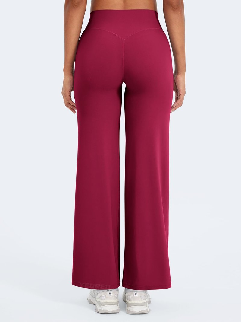 YEOREO Workout Leggings Womens No Front Seam Straight Leggings 29" High Waist Buttery Eddiy Gym Yoga Pants Ruby Red M