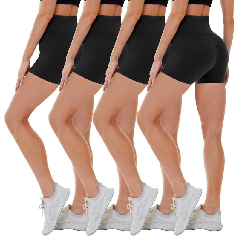 CAMPSNAIL 4 Pack Biker Shorts for Women High Waist - 5"/8" Tummy Control Soft Athletic Yoga Workout Running Gym Shorts
