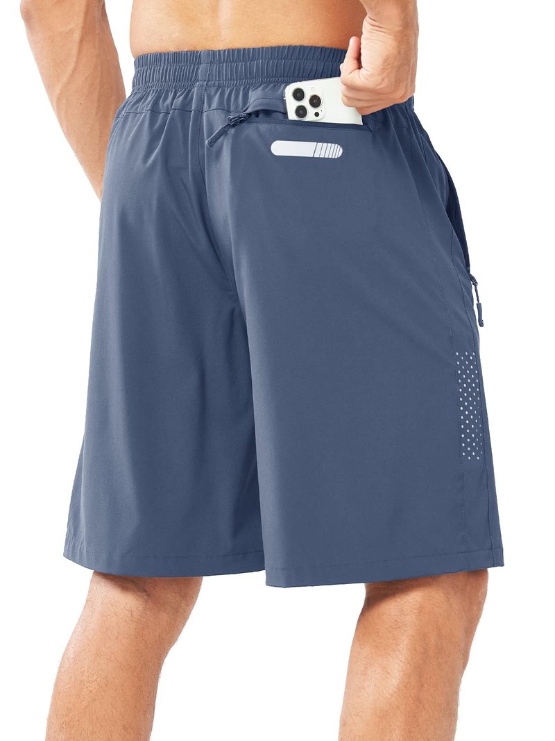 NORTHYARD Men's Athletic Running Shorts Gym Workout 7"/9"/5" Quick Dry Lightweight Sports Basketball Tennis 3 Zipper Pockets FEDERALBLUE-9inch L