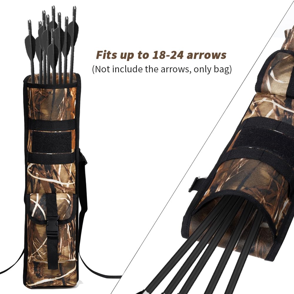 PSKOOK Archery Lightweight Back Arrow Quiver, Adjustable Quivers for Arrows with Molle System Shoulder Arrows Holder Hanged Target Shooting Quiver for Bow Hunting & Target Practice