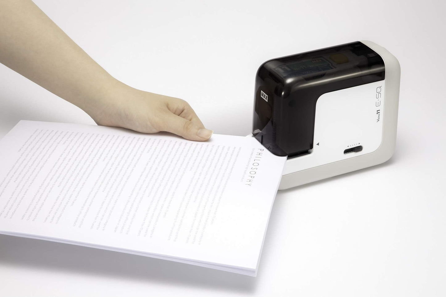 MAX USA BH-11F Portable Electric Stapler - Compact, Powerful, Noiseless, Rapid, Automatic, Touchless Equipment, Black/White