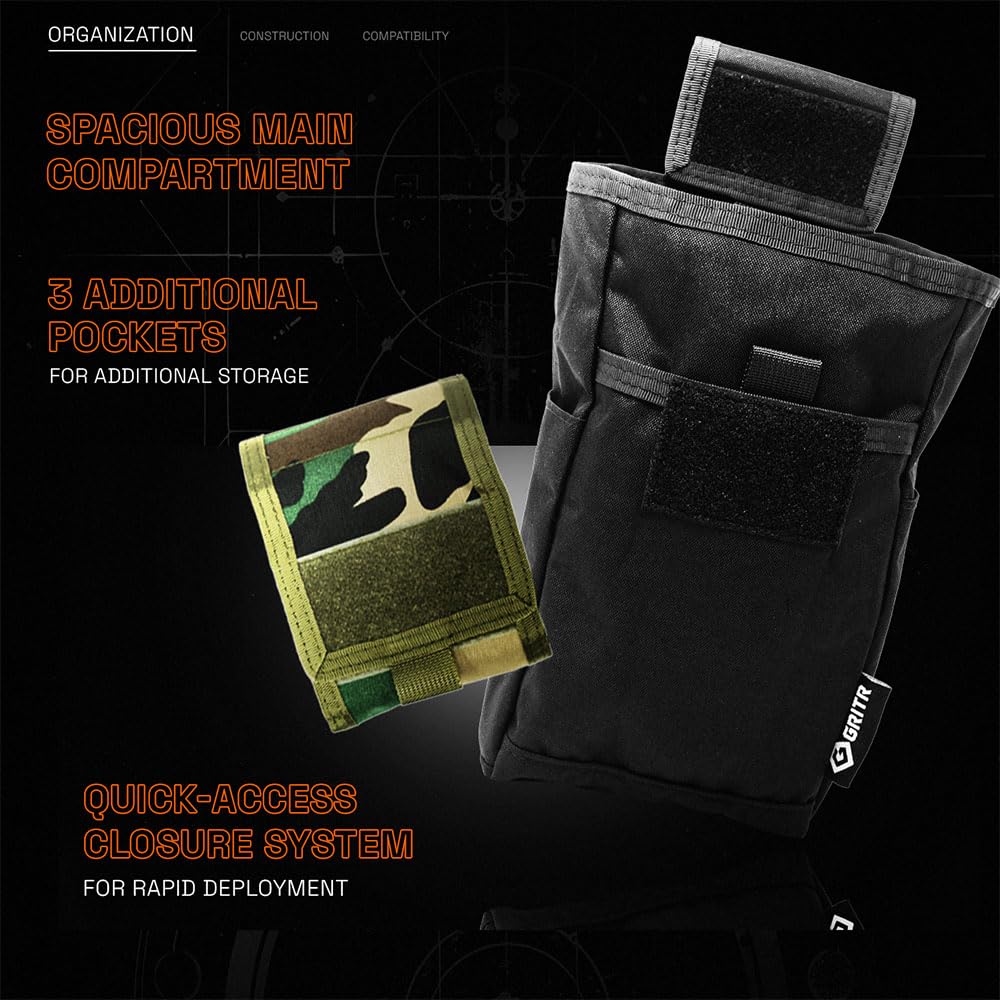 GRITR Molle Dump Pouch, Tactical Duty Utility Belt Pouch, Roll Up Foldable Dump Bag for Shooting, Hunting, Camping
