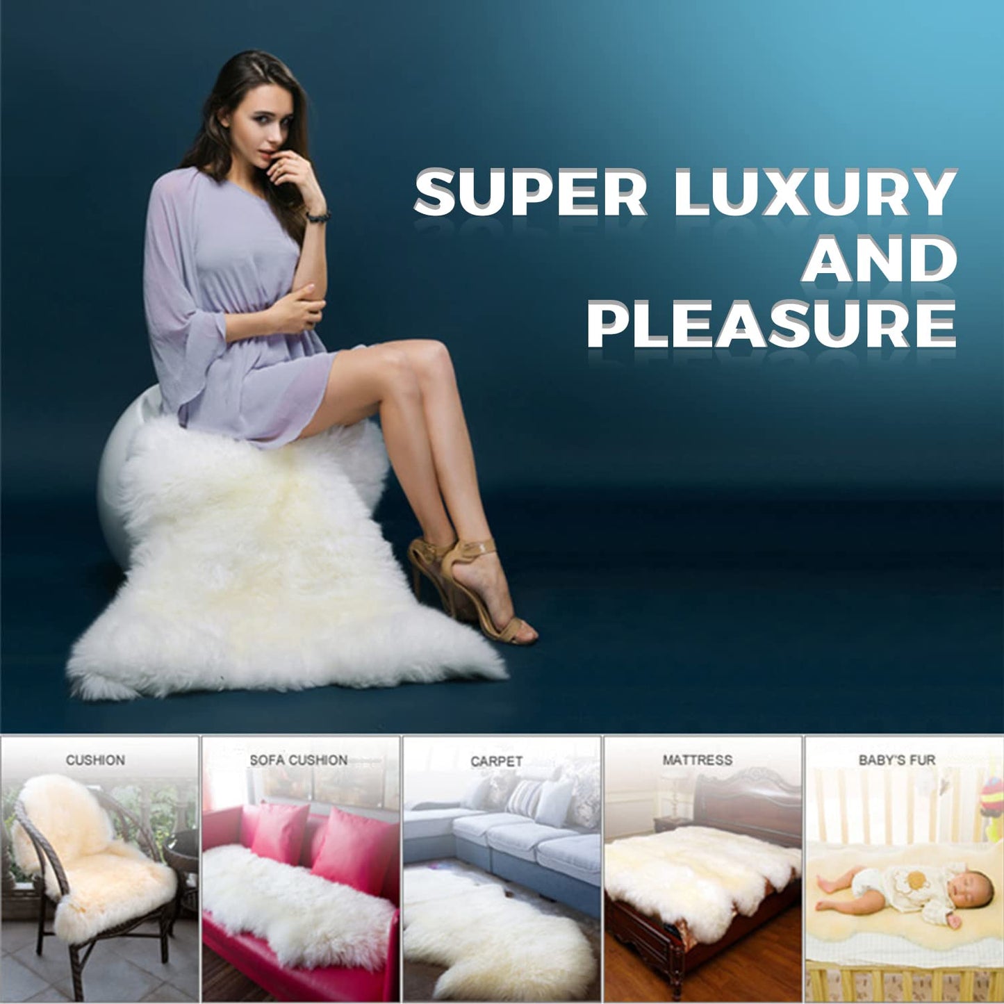 WL&ALLEN Large Sheepskin Rug Genuine Thick and Lush 3 Inch Pile，Luxury Australian Pelts |Large Sheepskin Wool Area Rugs (Single Pelt 2'6" x 3'7"，Ivory White)
