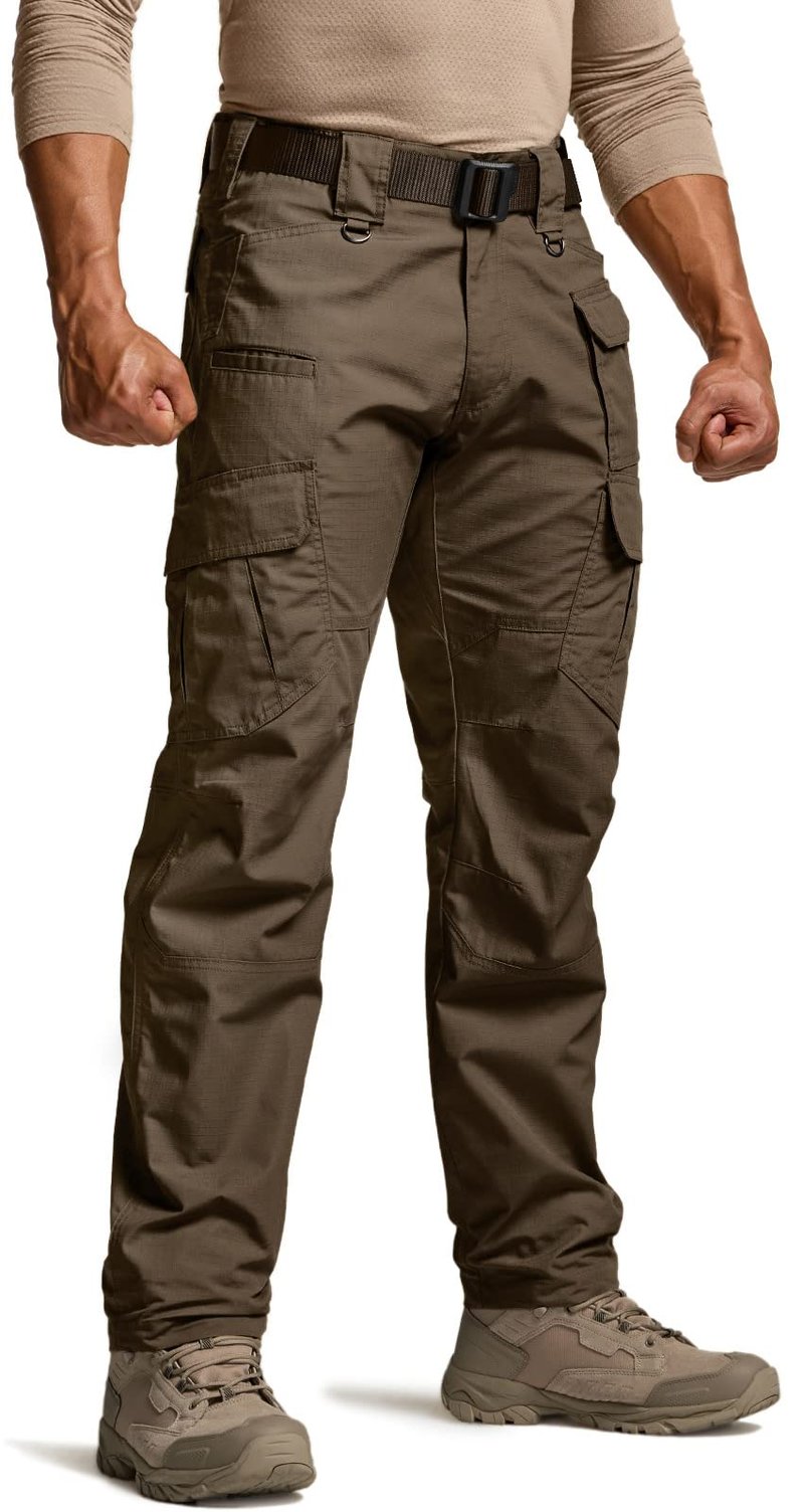 CQR Men's Tactical Pants, Water Resistant Ripstop Cargo Pants, Lightweight EDC Work Hiking Pants, Outdoor Apparel, Duratex Mag Pocket Tundra, 40W x 32L