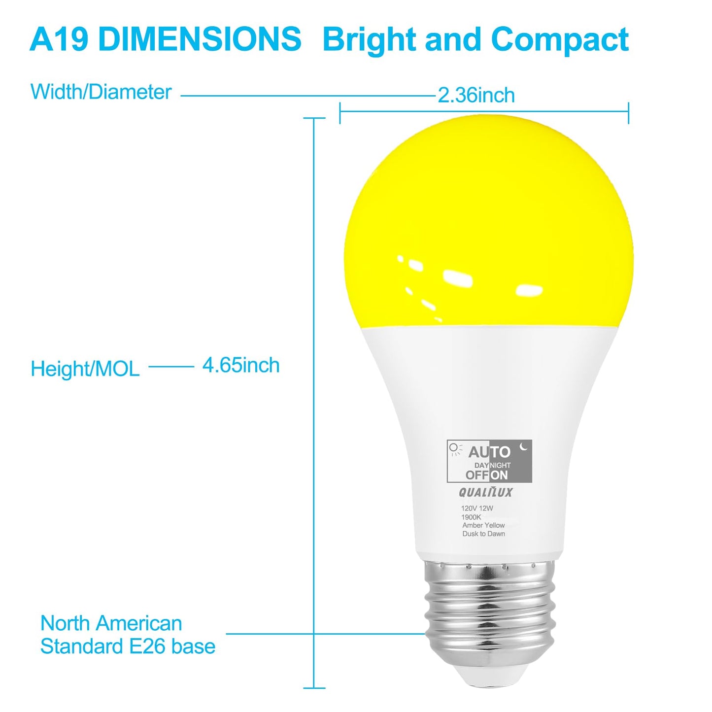 Dusk to Dawn Light Bulbs, Auto On/Off Light Sensing LED Bulbs Outdoor, Vintage Amber, Edison ST19 2-Pack, 6.5W 700LM 60W Equivalent, HQ-H027