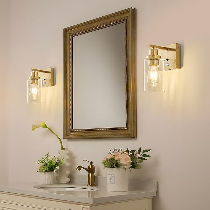 Battery Operated Wall Sconce Set of 2 with Remote 3-Color Rechargeable Wall Lights with 10000mA, Dimmable Wall Sconces Set of Two Battery Operated for Bedroom Living Room Hallway Decor (Gold)
