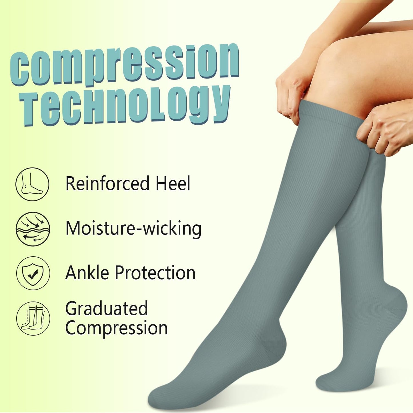Copper Compression Socks 15-20 mmHg for Men & Women 8 Pairs – Circulation Support for Nurses,Travel,Running,Hiking,Soccer,Gifts,Pregnant,Flying,Knee High Compression Socks(L/XL)