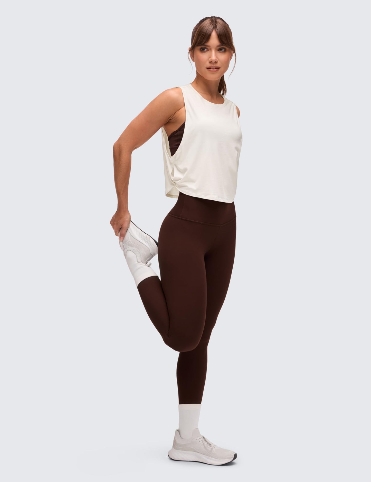 CRZ YOGA Pima Cotton Large Armhole Tank Tops for Women - Workout Sport Athletic Yoga Running Gym Loose Crop Sleeveless Shirts Milky White (Bone) Large
