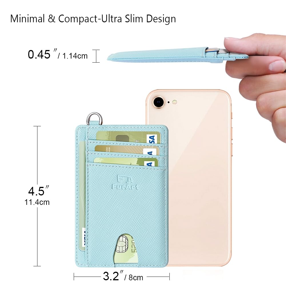 FurArt Slim Minimalist Wallet, Front Pocket Wallets, RFID Blocking, Credit Card Holder for Men-Light Blue