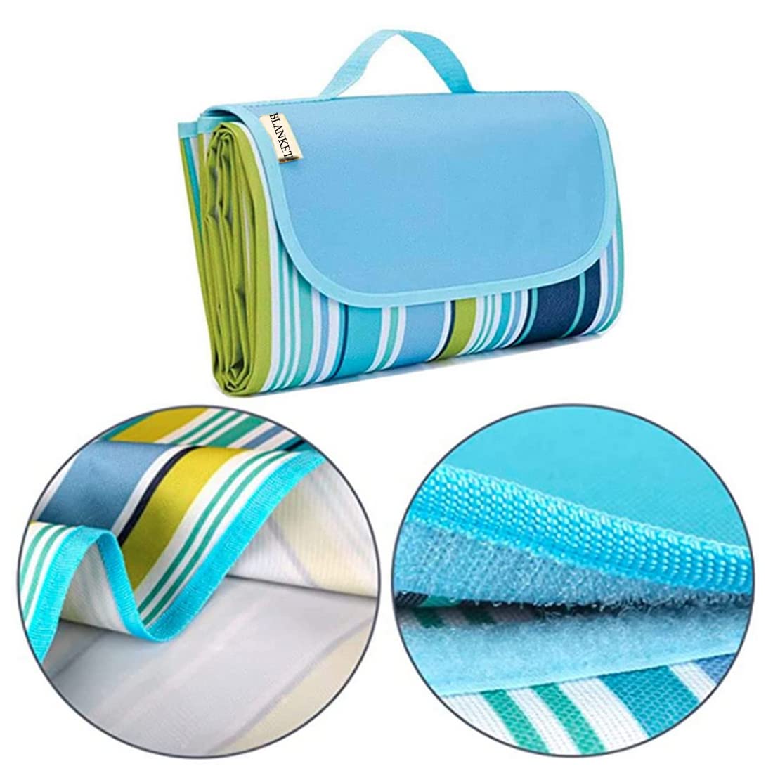 PUPOPIK Extra Large Beach Blanket Outdoor Picnic Blankets, Foldable Waterproof Sand Free Beach Mats Picnic Mat for Festival BBQ Park Grass Lawn Camping Hiking Travel Concerts (Blue 2, 80x60 in)
