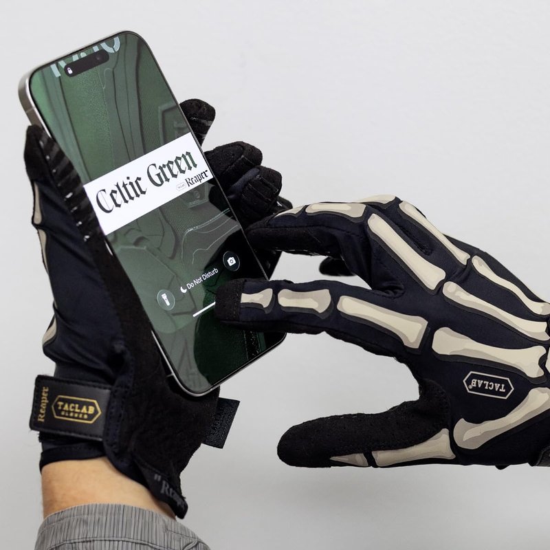 TACLAB Reaper Skeleton Gloves - Thin and Lightweight for Summer, Airsoft, Paintball, Cycling, Motorcycle, Multipurpose (Dark, L)