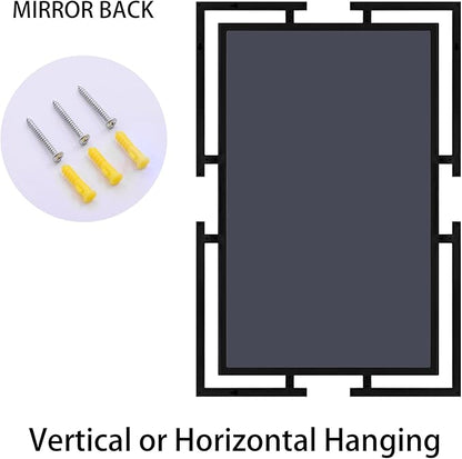 Large Decorative Wall Mirror, 24"x36" Black Mirror for Bathroom, Tempered Mirror Wall Decor with Metal Frame for Living Room, Modern Farmhouse Mirror, Horizontal/Vertical