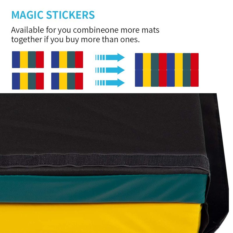Gymnastics Tumbling Mats Portable Gymnastics Mat 4 Folding Tumbling Mat 4'x8'x2"Thick Yoga Mat Exercise Mat with Carrying Handles for home Workout outdoor Yoga Gymnastic