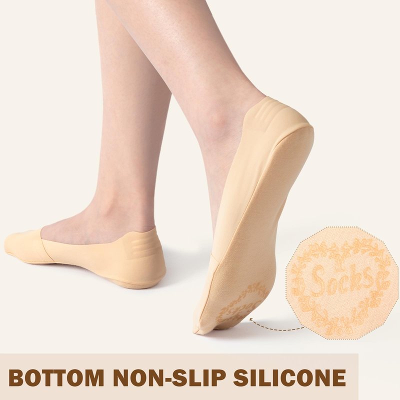 Sofier No Show Socks Womens, Non Slip Low Cut 6 Pairs Thin Silky Dress Footies Liner Invisible Socks Flats Loafers Sneakers Nude Black White