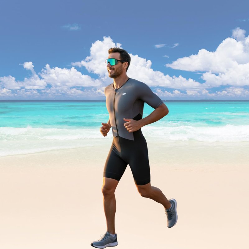 Lo.gas Men's Triathlon Suits,High Elasticity Breathable Quick-Drying Trisuit Race‌ Skinsuits Cycling Swimskin Bike Swim Run Gray XX-Large