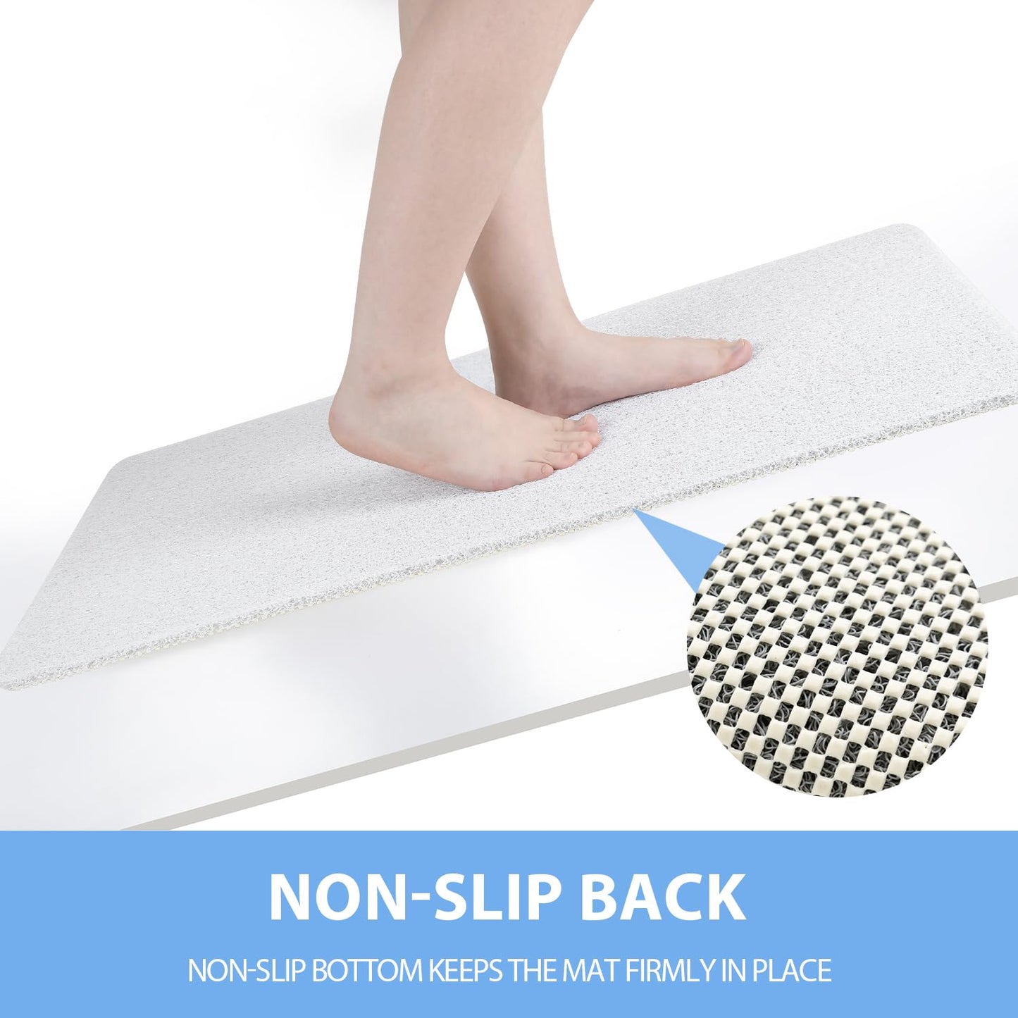 Hargiis Non-Slip Bathtub Mat, Anti Slip Shower Mat, Fast Drying Bathtub Mats, Foot Scrubber Mat, Anti Slip Mat for Tub, Floor, Bathroom, Kitchen, Home, Hotel (White 24"×16")