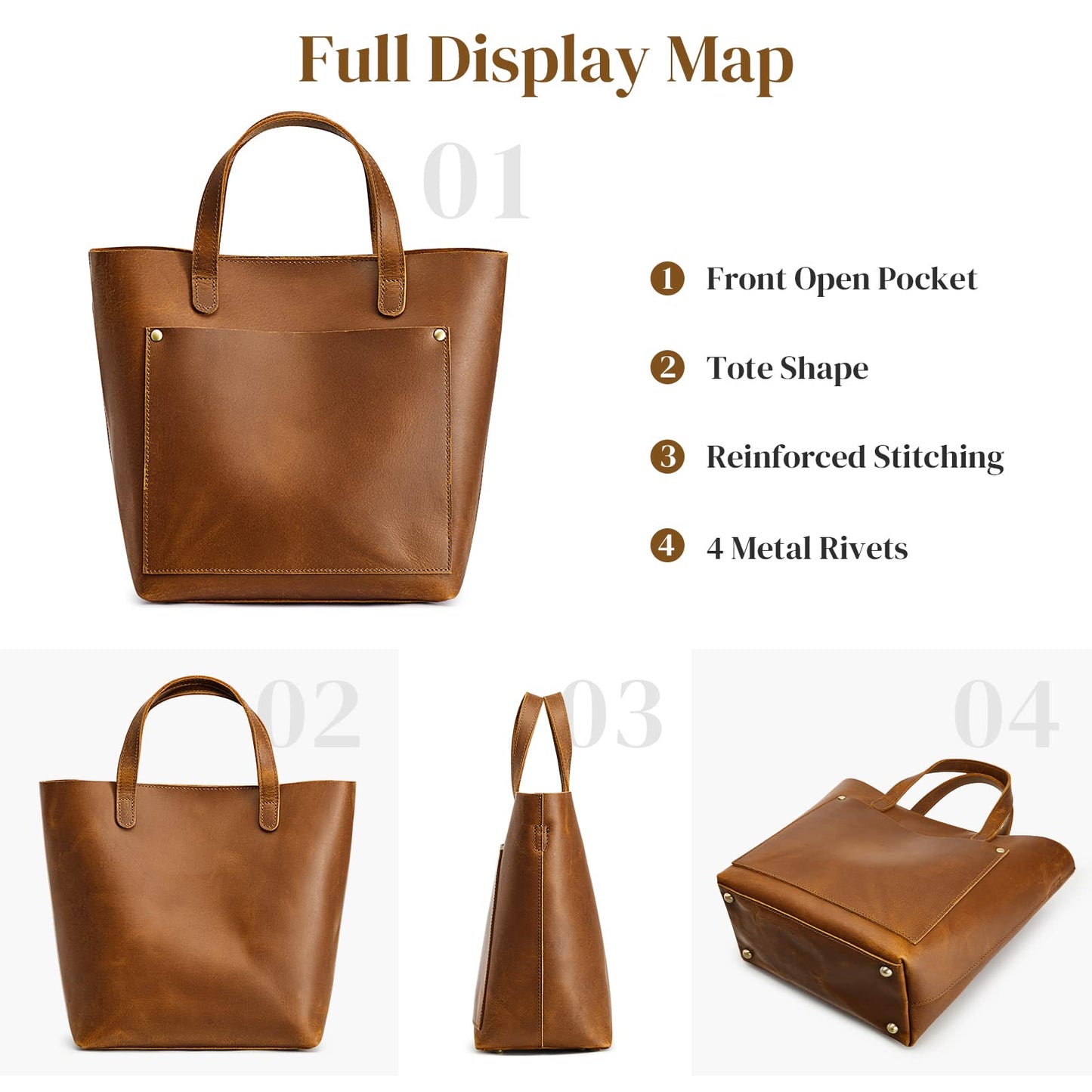 S-ZONE Leather Mini Crossbody Tote Bag Satchel Top-Handle Handbags Shoulder Purses with Inner Pouch