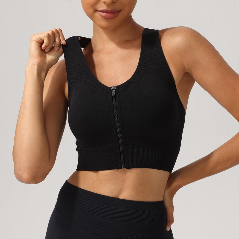 SPORME RUNNING Racerback Padded Sports Bra for Women - Medium Support Zipper Front Workout Bra(3Packs)