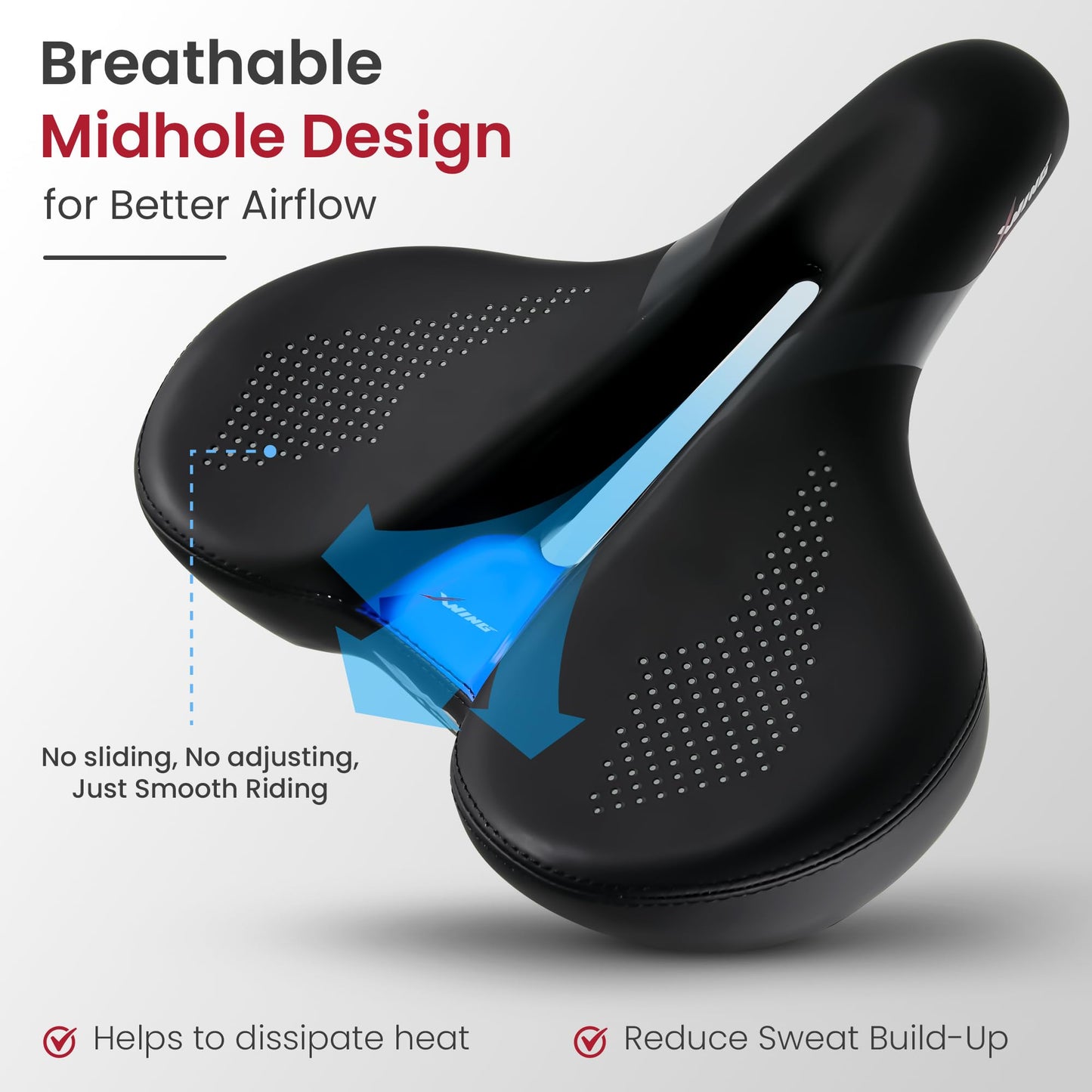 X WING Comfort Bike Seat for Men and Women with Innovative 5-Zone-Concept – Winged Bicycle Saddle with Memory Foam – Exercise Bike Seat for City, MTB & Trekking Bikes (City)
