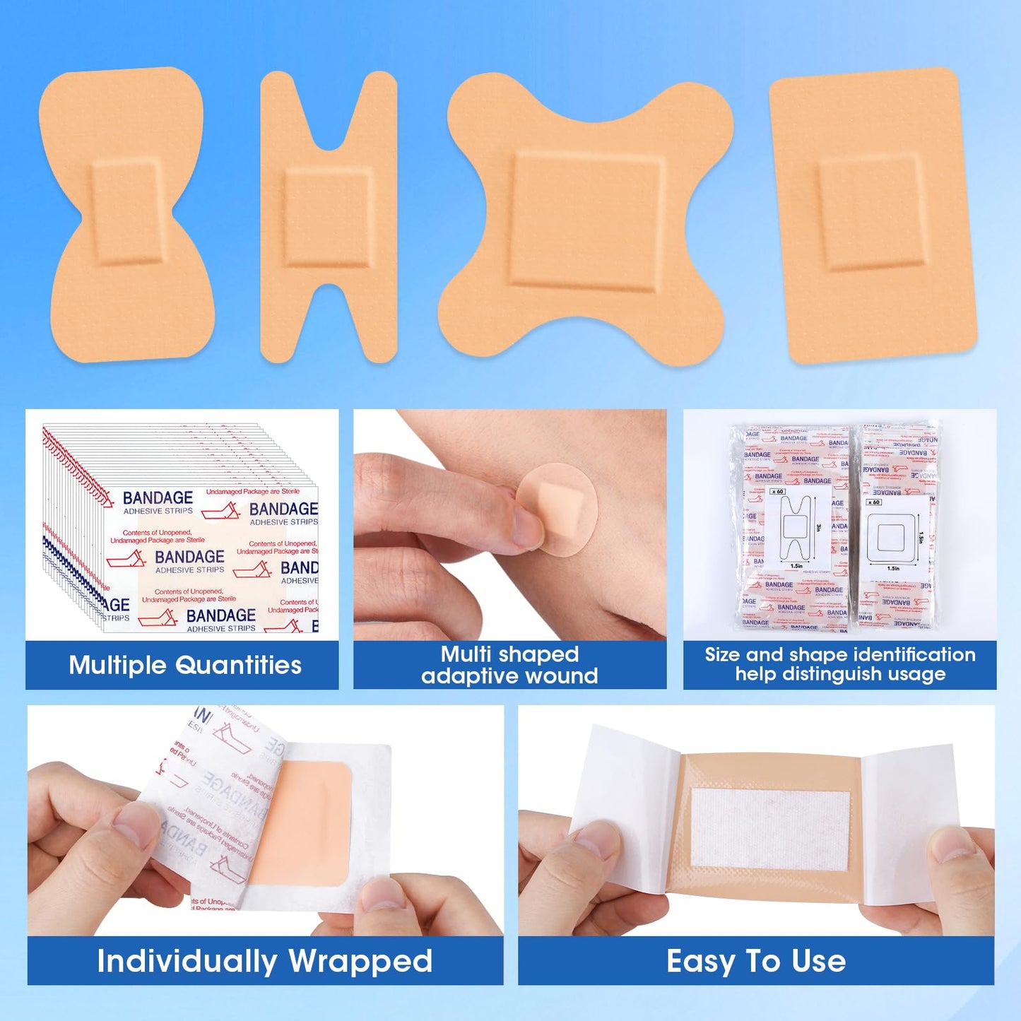 CXYARY 1000 Counts Assorted Bandages Bulk Variety Pack,12 Styles Flexible Heavy Duty Waterproof Bandages Individually Wrapped Used for Emergency Treatment and Skin Wound Care, Latex Free