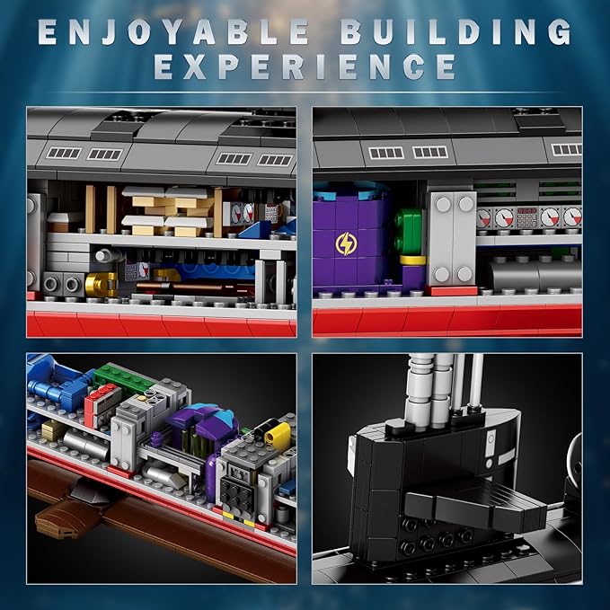 Reobrix Nuclear Submarine Building Sets for Adults 1:125 Military Los Angeles Class SSN Submarine Model 33049 Striking Display Piece Home Decor Collectible Submarine Toy Gifts for 14+ (2750 PCS)