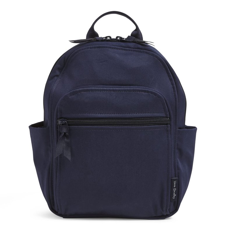Vera Bradley Women's Cotton Small Backpack, Classic Navy - Recycled Cotton, One Size
