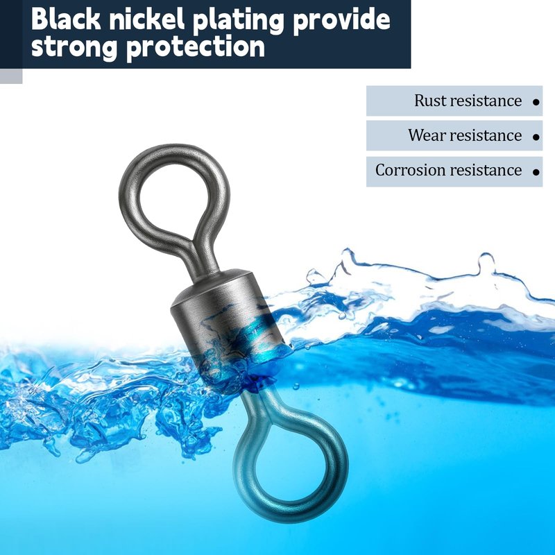 SynHHergyx 100 Pack Micro Swivels for Fly Fishing, Small Fishing Swivels Rolling Barrel Swivels Fly Fishing Tackles, High Strength Barrel Swivel Hook Line Connector with Black Coating
