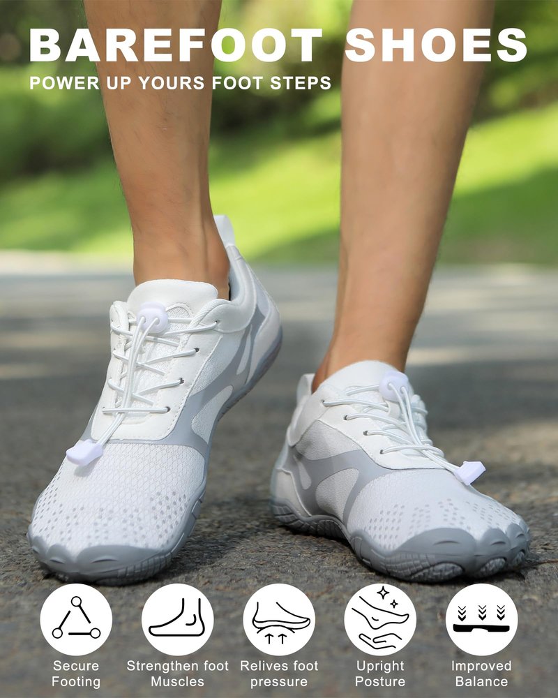 todaysunny Barefoot Shoes Mens Womens Minimalist Cross Training Shoes with Wide Toe Box Athletic Zero Drop Trail Walking Hiking Running Sneakers White