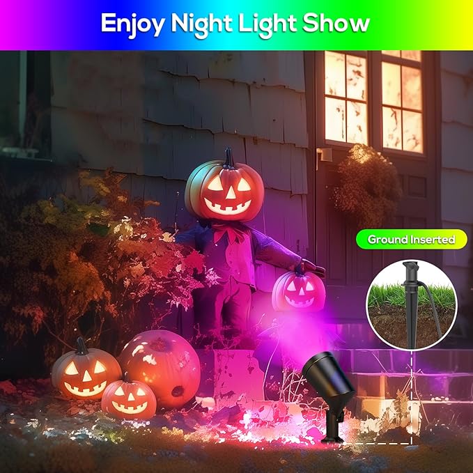 ZYAN 4 Pack 24W Smart Landscape Lights, Color Changing, Compatible with Alexa
