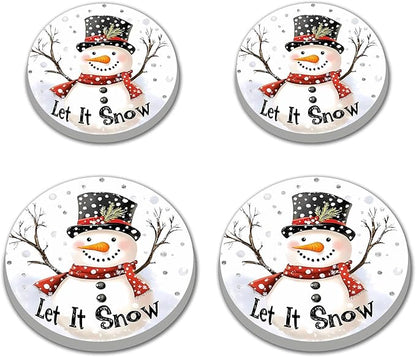 Snowman Stove Burner Covers, Christmas Decor Gas Stove Burner Covers 8 ＆10 Inches Stove Top Covers Electric Stove 4 Pcs Metal Stove Cover Gas Stove Top Covers, Cooktop Decorative,Xmas Decorations