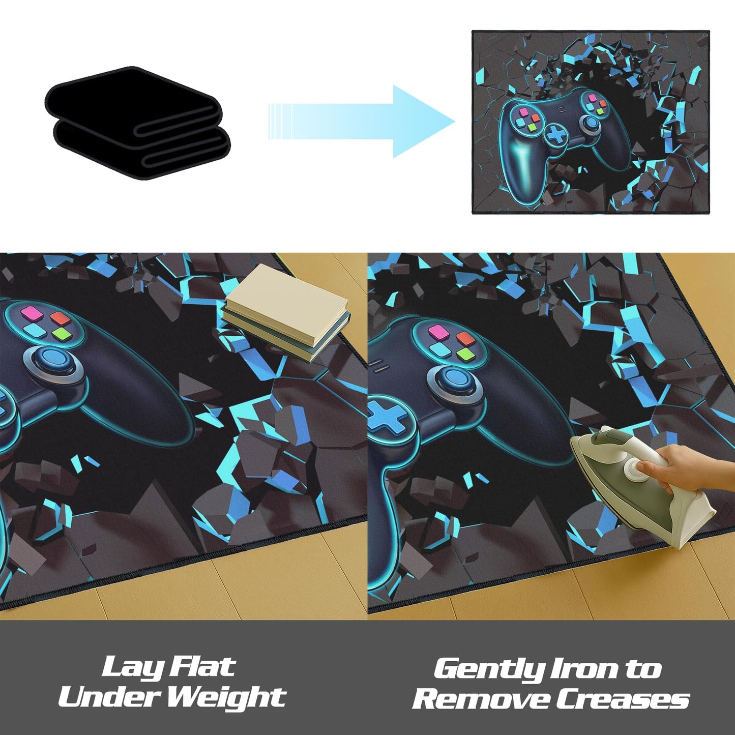 Rnmdn Gaming Rug for Room,5'x7' Non-Slip Cool 3D Gamer Rugs for Bedroom Livingroom and Game Room Decor