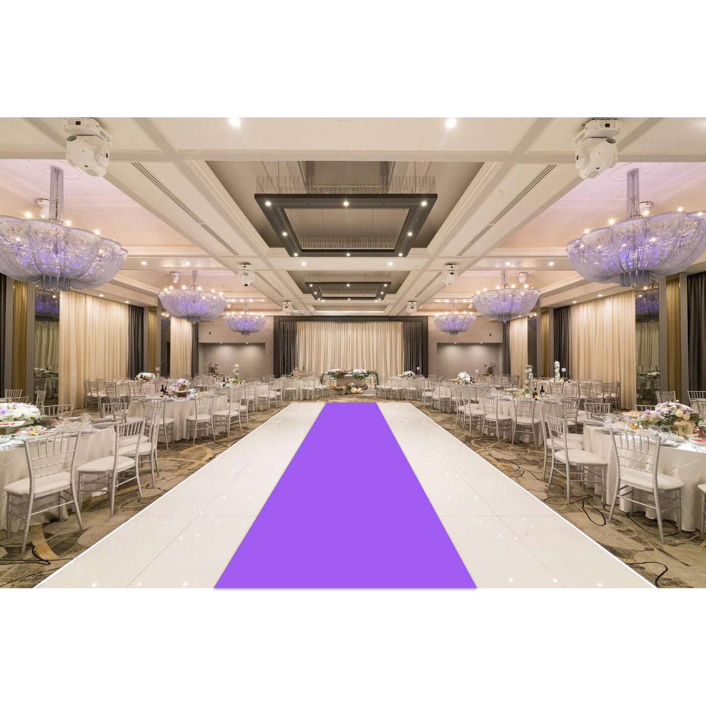 EZLucky Purple Carpet Runner for Party, 2.6X15ft, 130GSM Felt Non-Woven with Double-Sided No Traces Adhesive Sticke, Aisle Runner for Wedding, Movie Theme Party Decos, Pink Runway Rug for Prom