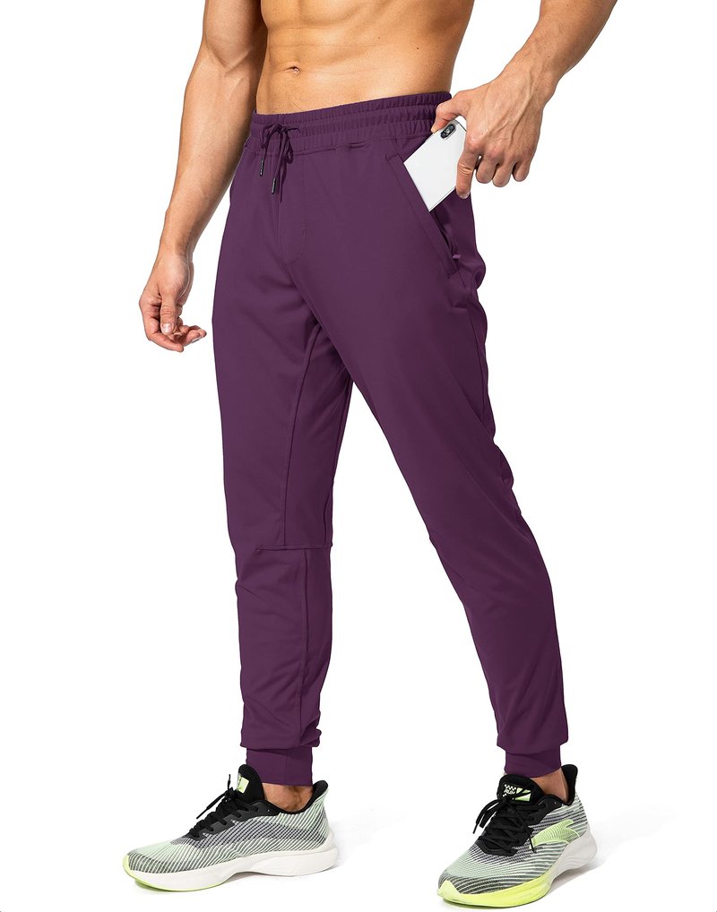 G Gradual Men's Sweatpants with Zipper Pockets Athletic Pants Traning Track Pants Joggers for Men Soccer, Running, Workout (Wine Red, Medium)