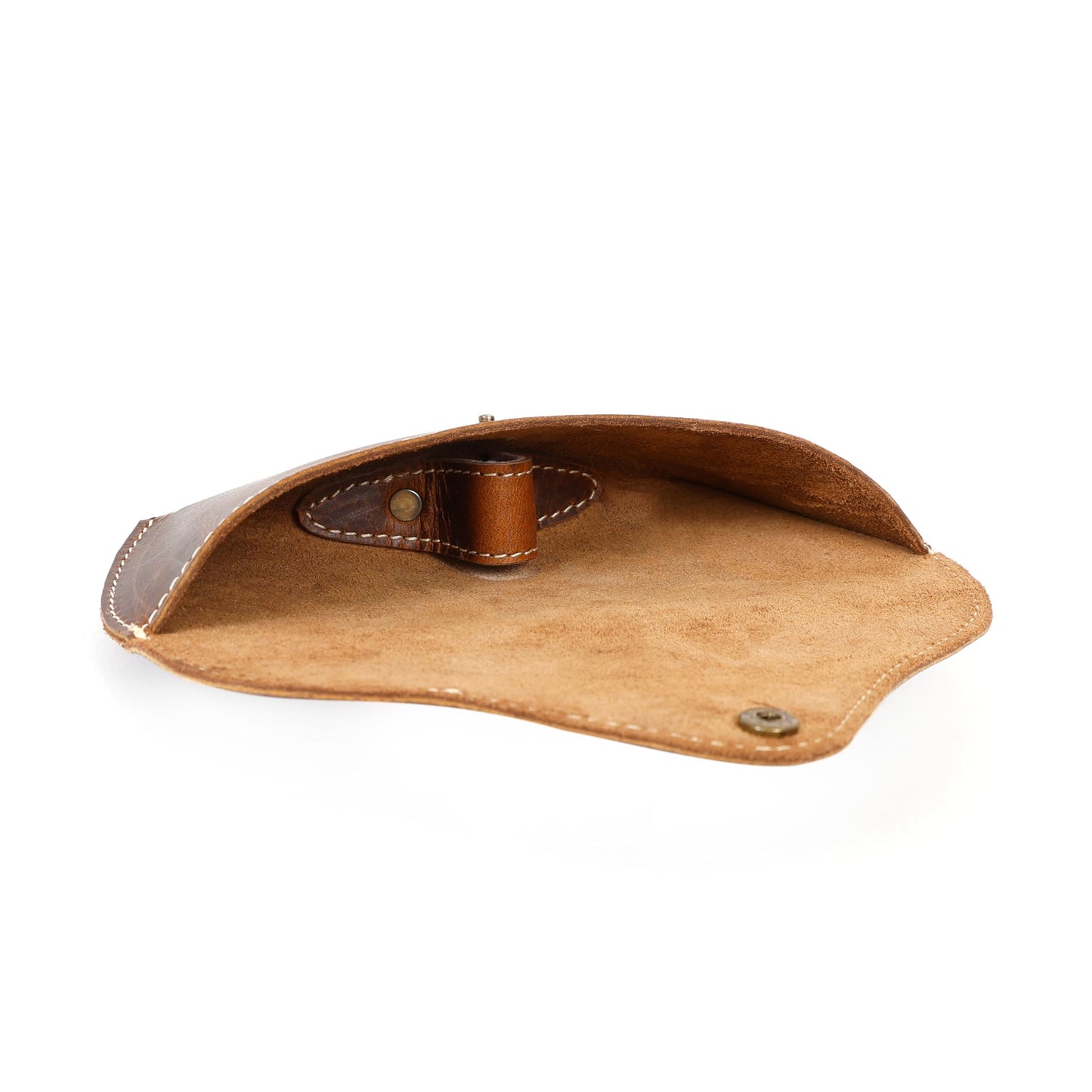 Genuine Leather Sunglass Cases, Portable - Slim Eyeglass, Glasses Holder for Men & Women with Button-Closure Sunglass Organizer for Travel & Outdoor (Brown)