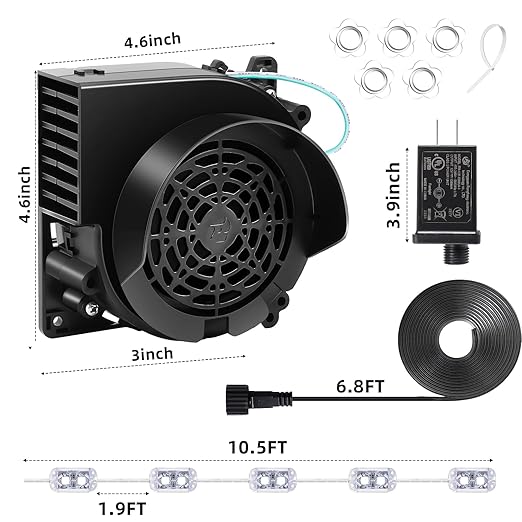 Inflatable Replacement Fan Blower - 12V 1.0A Blower with 12V 1.5A Adapter and 5 LED Lights for Halloween Party Yard Garden Lawn Decorations