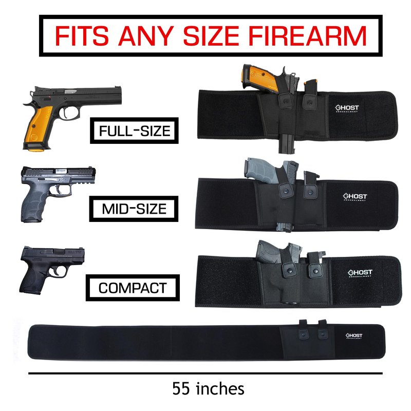 Belly Band Holster for Concealed Carry, Belly Gun Holster for Men Women, Waistband Holster, Airsoft Holster Fits Glock 19 17 42 43, Smith Wesson, Taurus, Ruger (M (40" and Under), Left)