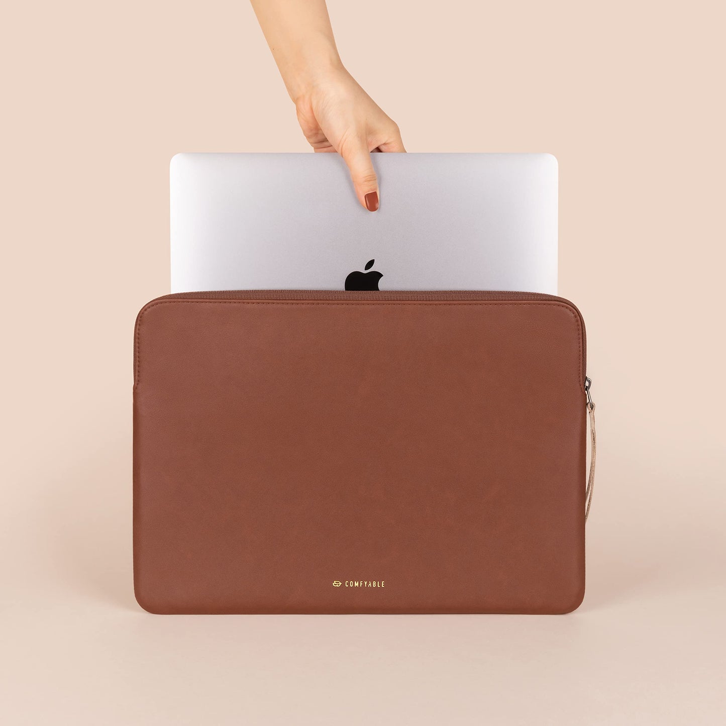 Comfyable Slim Protective Laptop Sleeve 14 Inch Snugly Compatible with MacBook Pro 14-inch M5 M4 M3 M2 M1 Pro/Max 2026-2021, PU Leather Bag Waterproof Cover Notebook Computer Case for Mac, Brown