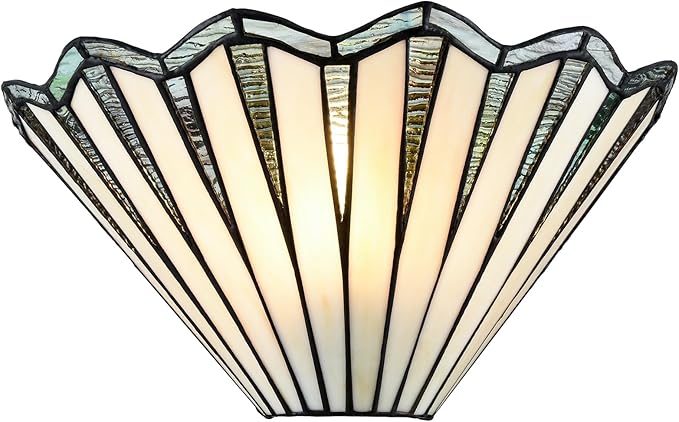 Tiffany Style Wall Sconce 12.2-Inch Stained Glass Wall Light Fixture, Mission Tiffany Sconces Wall Lighting 1-Light Stained Glass Wall Sconce Decor for Bedroom Hallway Stairway Bathroom Home
