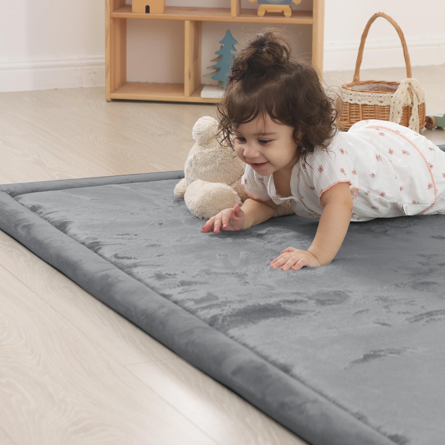 1.5" Thick Baby Play Mat for Floor Tummy Time, 50"x 50" Pro Soft Baby Activity Playmats Playroom, Easy Care with Non-Slip Safe for Infant Toddler Kids Crawling(Dark Grey)