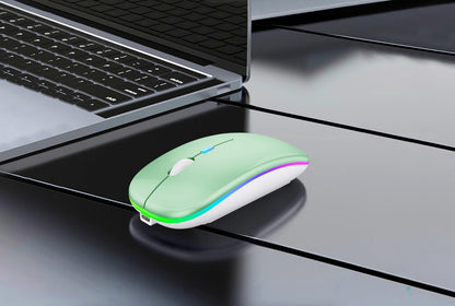Wireless Bluetooth Mouse Rechargeable Laptop Mice with LED Lights Silent Slim Use(BT5.2 and 2.4G Portable USB Receiver)Dual Mode Computer Mouse for Laptop/iPad/Tablet/Apple/Computer/Mac(Black)