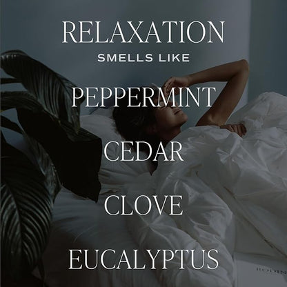 Sweet Water Decor Relaxation Scented Soy Candles – Eucalyptus, Peppermint, Powder, Patchouli, Vanilla – Cozy, Calming Aroma – 50 Hour Burn – 12oz Tinted Glass Jar for Home Decor and Bedroom Decor