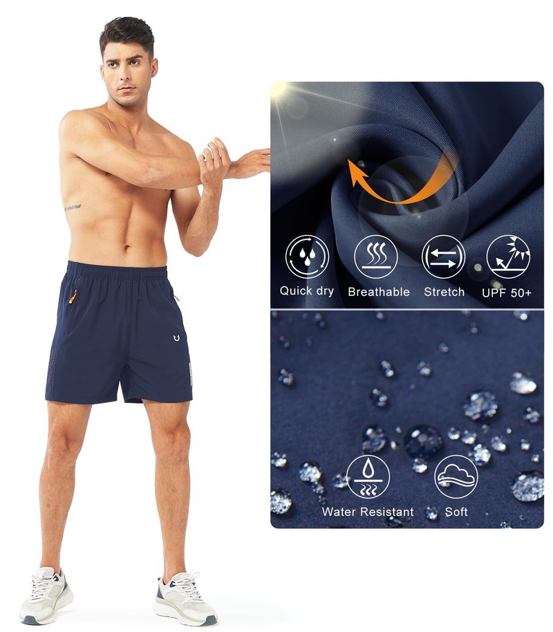 NORTHYARD Men's Athletic Running Shorts Quick Dry Workout Shorts 7"/ 5"/ 9" Lightweight Sports Gym Basketball Shorts Hiking Exercise NAVY-5inch S