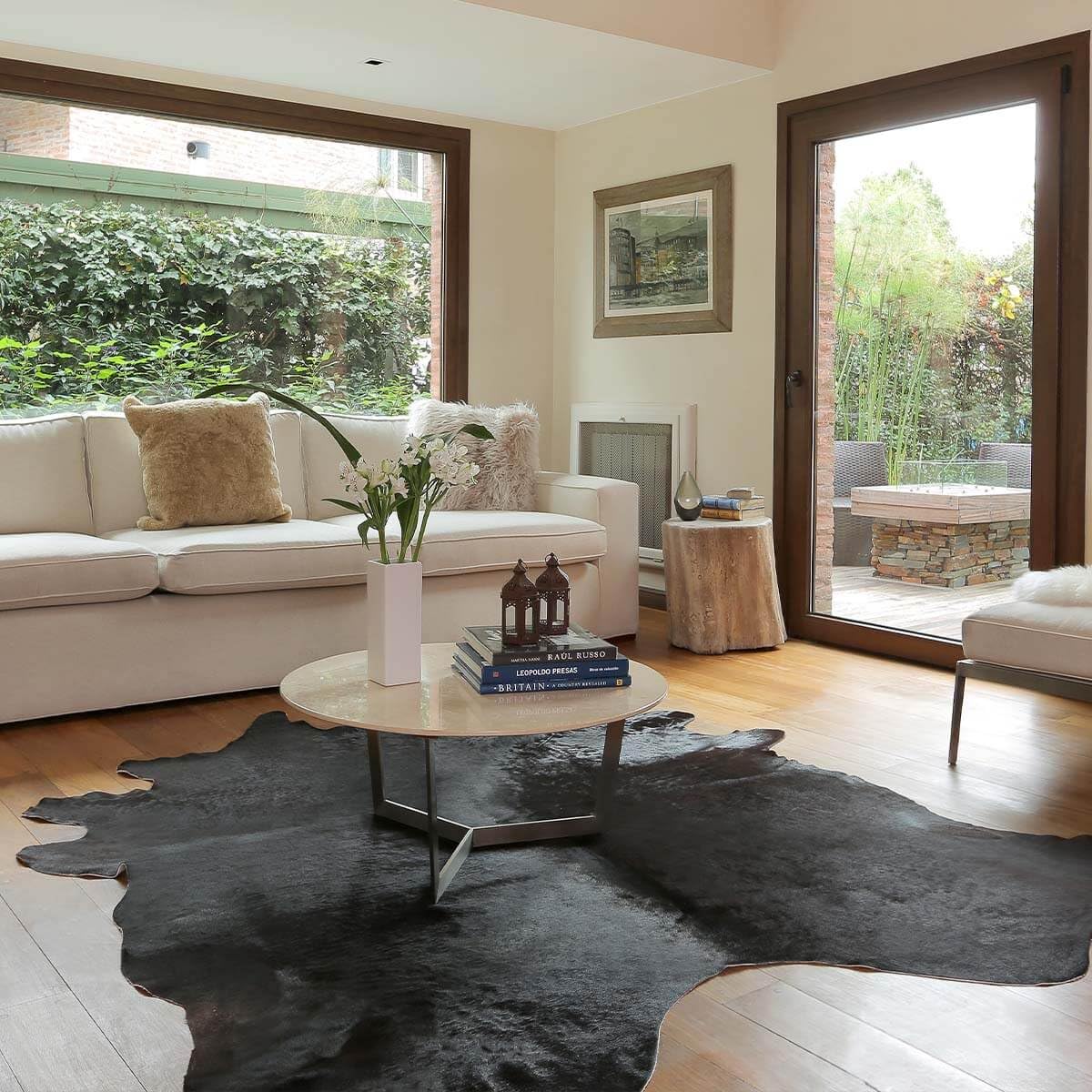 Khara Home Premium 100% Genuine Cowhide Rug Large 5x7 Ft Leather Area Rug for Living Room, Cozy, Unique, and Durable, Western Home Decor – from Argentina (Black, 5 x 7)