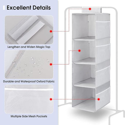 PetsHome 4-Shelf Hanging Closet Organizer, Space Saver, Closet Hanging Storage