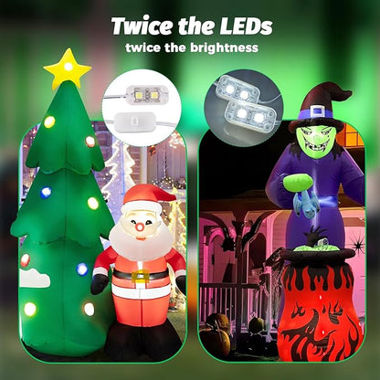 4-Pack Inflatable Fan Replacement, 1.0A Air Fan Blower with 1.25A Adapter and 3 LEDs Bulbs Light Strings for Halloween, Thanksgiving and Christmas Inflatables (IP68 Waterproof, 5.0 * 5.0'')