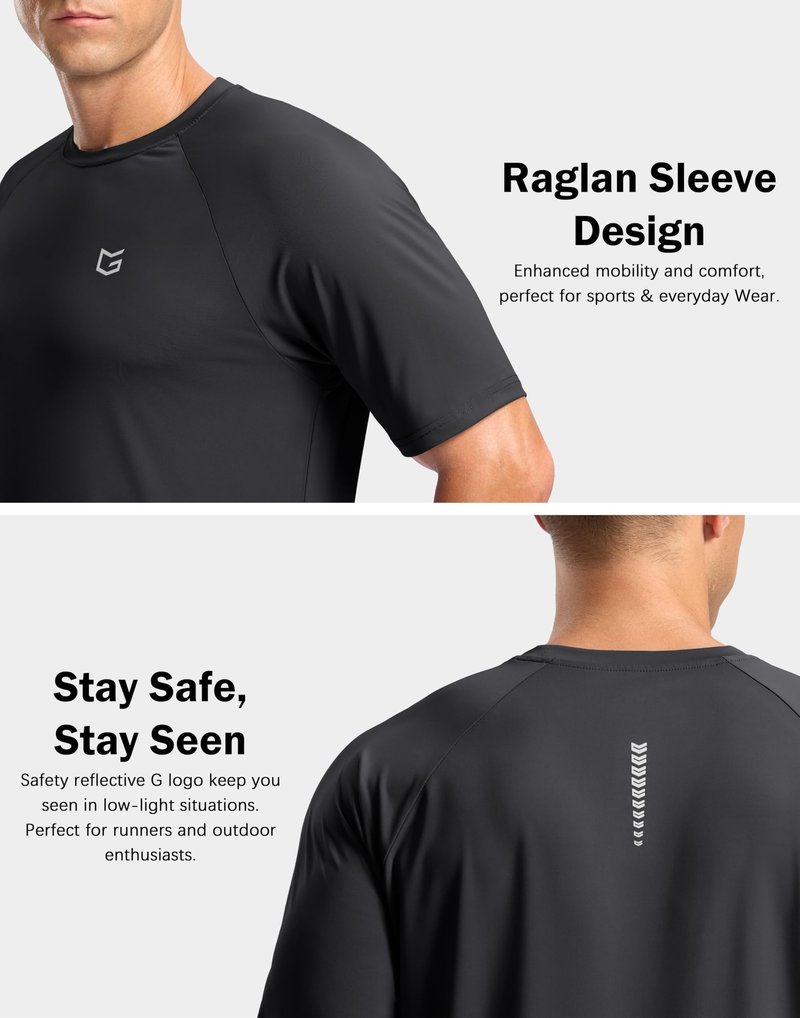 G Gradual Men's Athletic Workout T-Shirts Moisture Wicking Cooling Running Shirts Short Sleeve Performance Tee for Gym Tennis(Dark Grey,L)