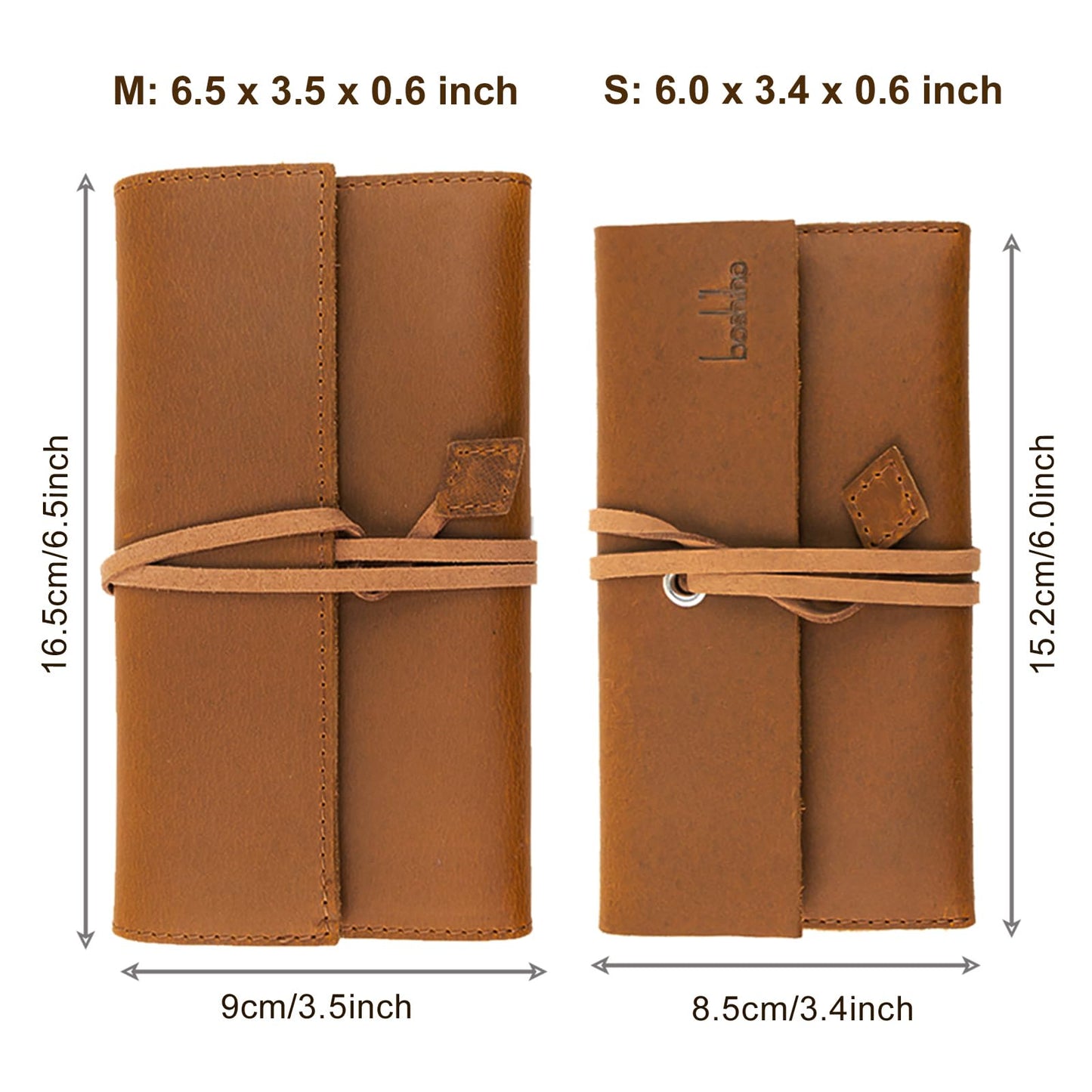 Boshiho Genuine Leather Roll Up Tobacco Pouch with Rolling Tip Paper Holder Slot (Brown (S))