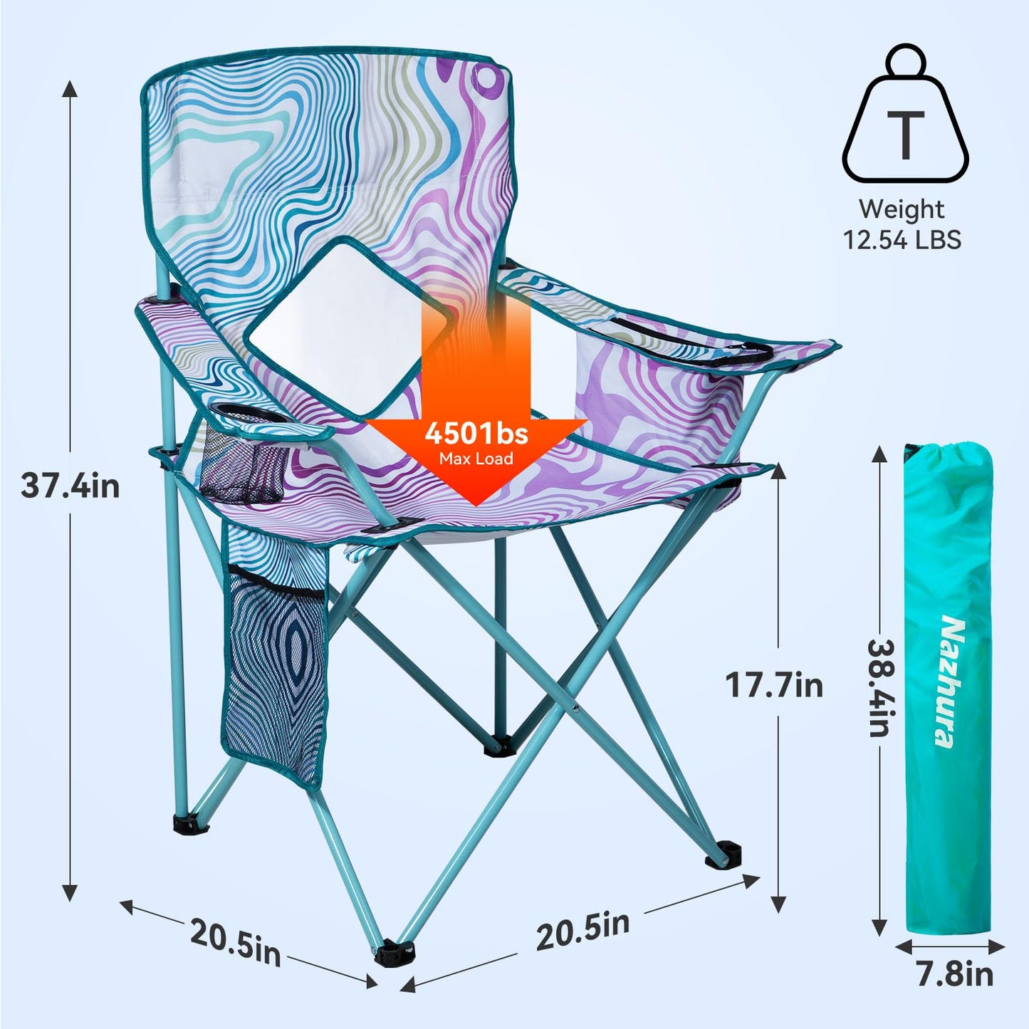 Nazhura 2 Pack Outdoor Camping Chairs Folding/Foldable/Portable with Cooler Pouch, Mesh Backrest and Cup Holder Pocket (Flower, Metal, 2 Pack)